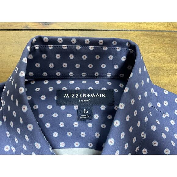 Mizzen + Main Medium Trim Leeward Blue Pink Floral Button Up Casual Preppy - Picture 10 of 12